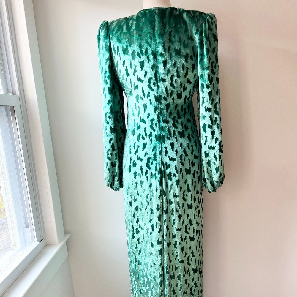 1980s RARE Oscar de la Renta green Velvet evening dress gown - Picture 5 of 10